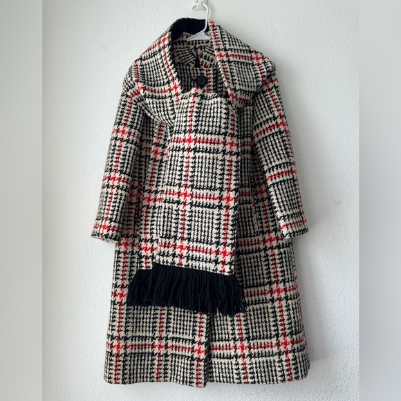 THAT YOUNG LEEDS LOOK Vtg 30’s-60s Houndstooth Wool Jacket Women Coat XS/S Scarf - Picture 6 of 16